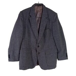 Joe Namath Sport Jacket Signature Collection Blue Brown Tweed 46R Vintage Coat